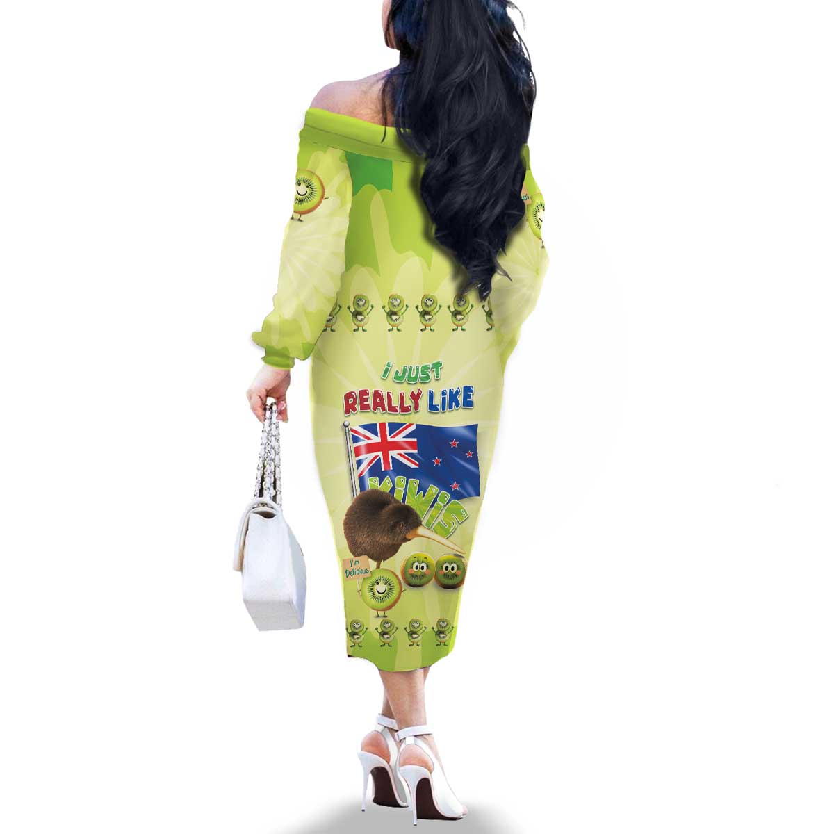 New Zealand Kiwi Family Matching Off The Shoulder Long Sleeve Dress and Hawaiian Shirt I Just Really Like Kiwis DT04 - Polynesian Pride