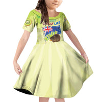 New Zealand Kiwi Family Matching Off Shoulder Short Dress and Hawaiian Shirt I Just Really Like Kiwis DT04 Daughter's Dress Green - Polynesian Pride