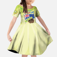 New Zealand Kiwi Family Matching Puletasi and Hawaiian Shirt I Just Really Like Kiwis DT04 Daughter's Dress Green - Polynesian Pride