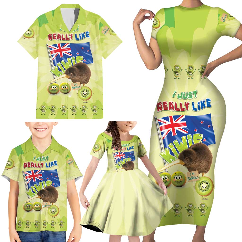 New Zealand Kiwi Family Matching Short Sleeve Bodycon Dress and Hawaiian Shirt I Just Really Like Kiwis DT04 - Polynesian Pride