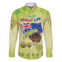 New Zealand Kiwi Family Matching Short Sleeve Bodycon Dress and Hawaiian Shirt I Just Really Like Kiwis DT04 Dad's Shirt - Long Sleeve Green - Polynesian Pride