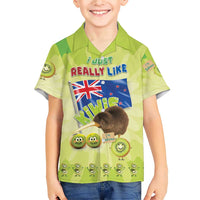 New Zealand Kiwi Family Matching Short Sleeve Bodycon Dress and Hawaiian Shirt I Just Really Like Kiwis DT04 Son's Shirt Green - Polynesian Pride