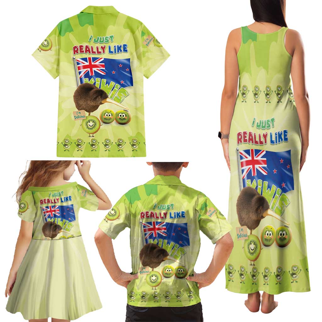 New Zealand Kiwi Family Matching Tank Maxi Dress and Hawaiian Shirt I Just Really Like Kiwis