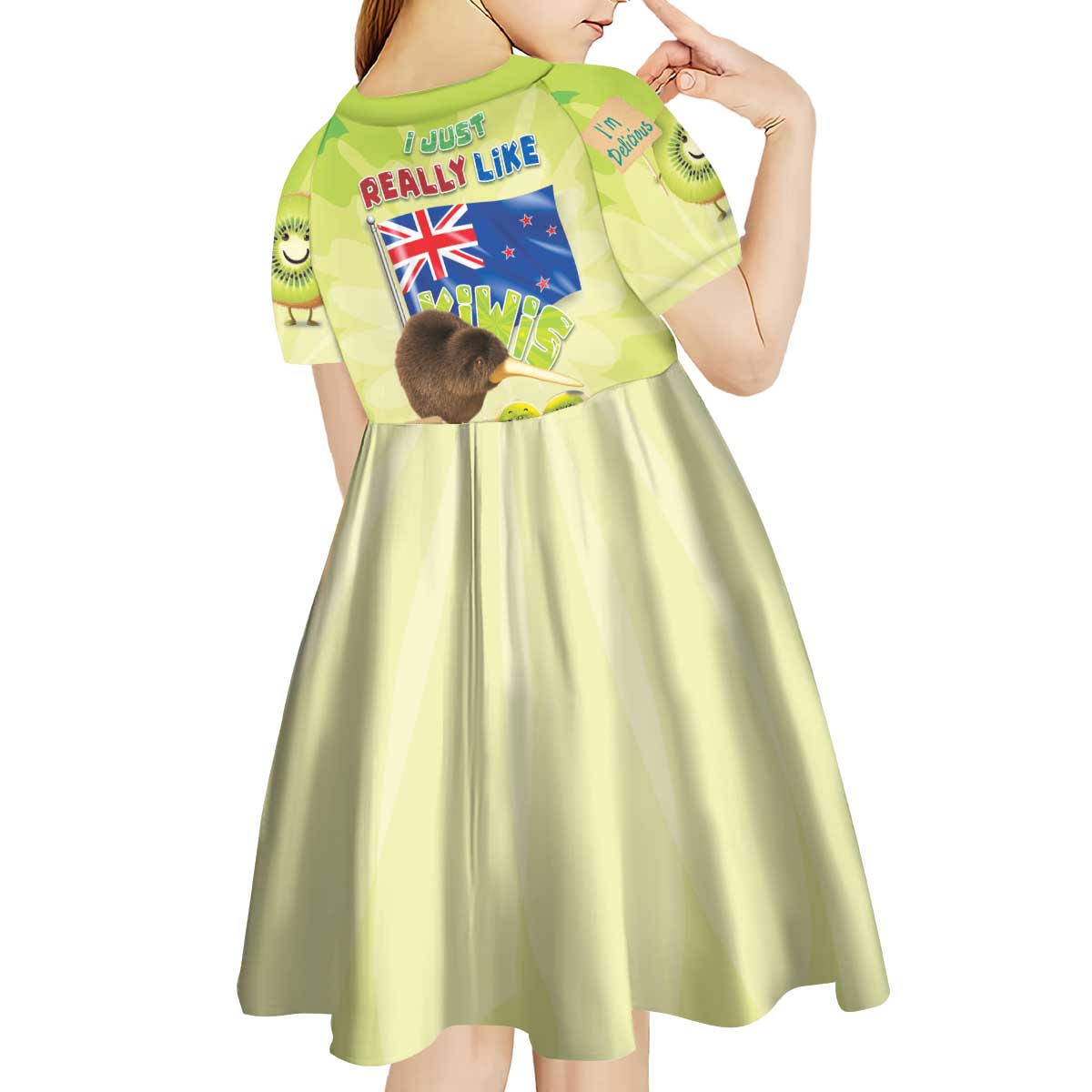 New Zealand Kiwi Kid Short Sleeve Dress I Just Really Like Kiwis