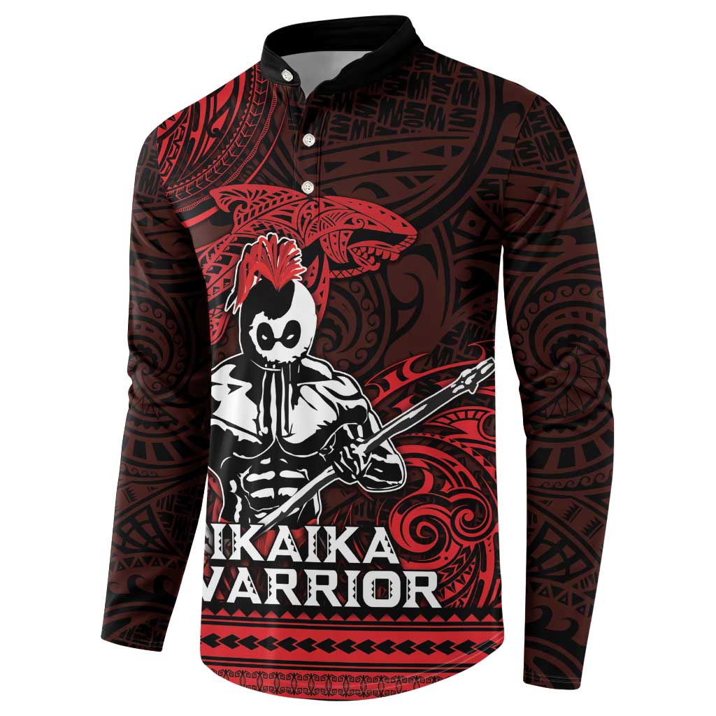 Hawaii Ikaika Warrior Button Sweatshirt Hawaiian Tribal Tattoo