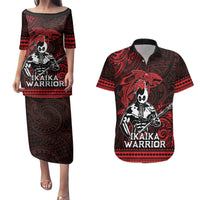 Hawaii Ikaika Warrior Couples Matching Puletasi and Hawaiian Shirt Hawaiian Tribal Tattoo