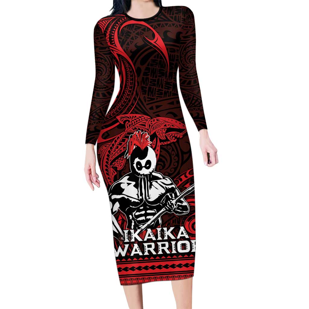 Hawaii Ikaika Warrior Family Matching Long Sleeve Bodycon Dress and Hawaiian Shirt Hawaiian Tribal Tattoo