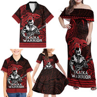 Hawaii Ikaika Warrior Family Matching Off Shoulder Maxi Dress and Hawaiian Shirt Hawaiian Tribal Tattoo
