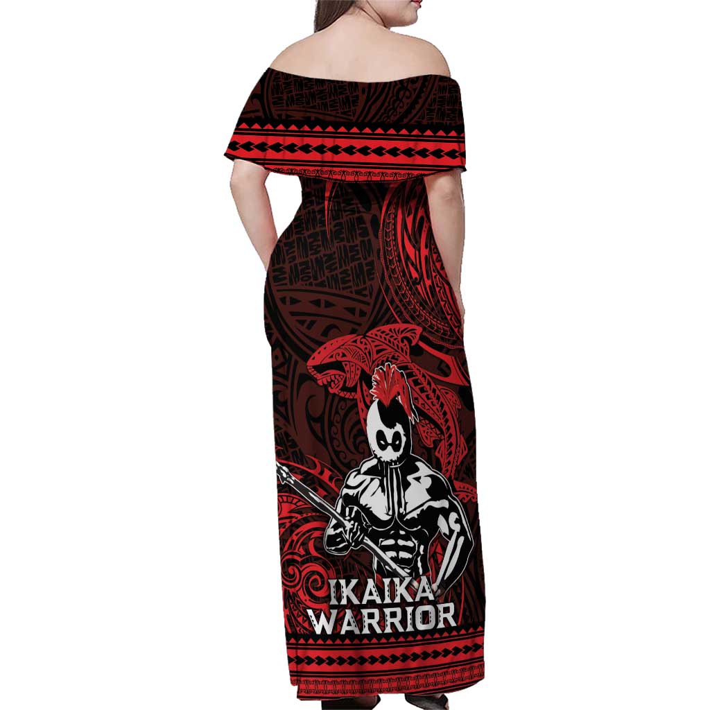 Hawaii Ikaika Warrior Family Matching Off Shoulder Maxi Dress and Hawaiian Shirt Hawaiian Tribal Tattoo