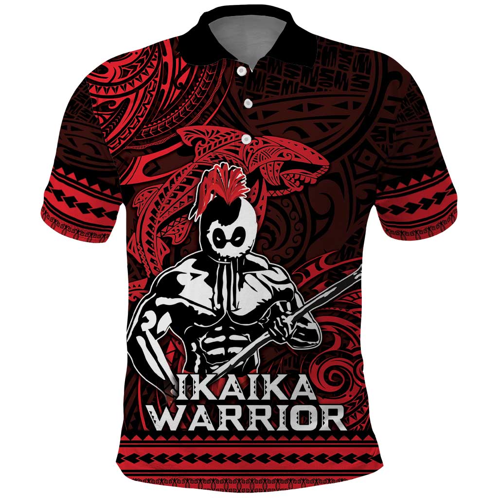 Hawaii Ikaika Warrior Polo Shirt Hawaiian Tribal Tattoo DT04 Red - Polynesian Pride