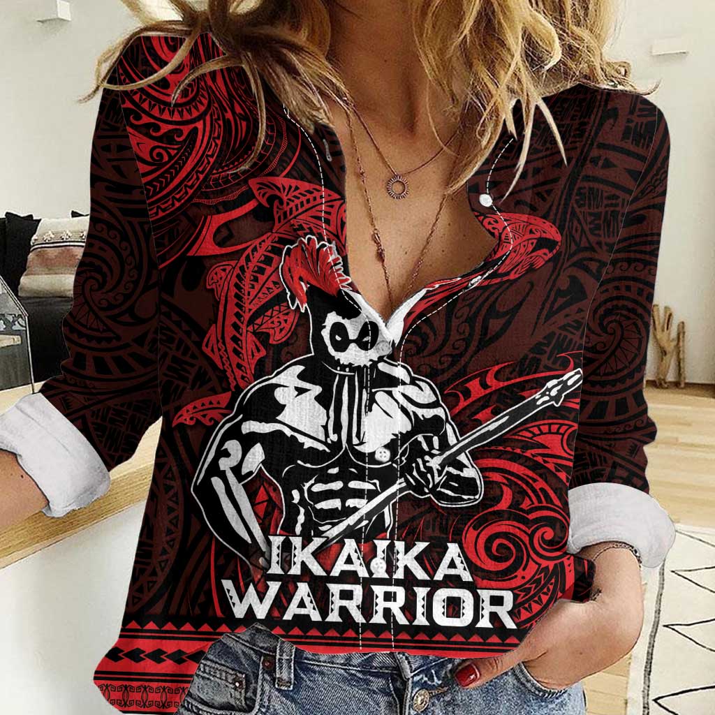 Hawaii Ikaika Warrior Women Casual Shirt Hawaiian Tribal Tattoo