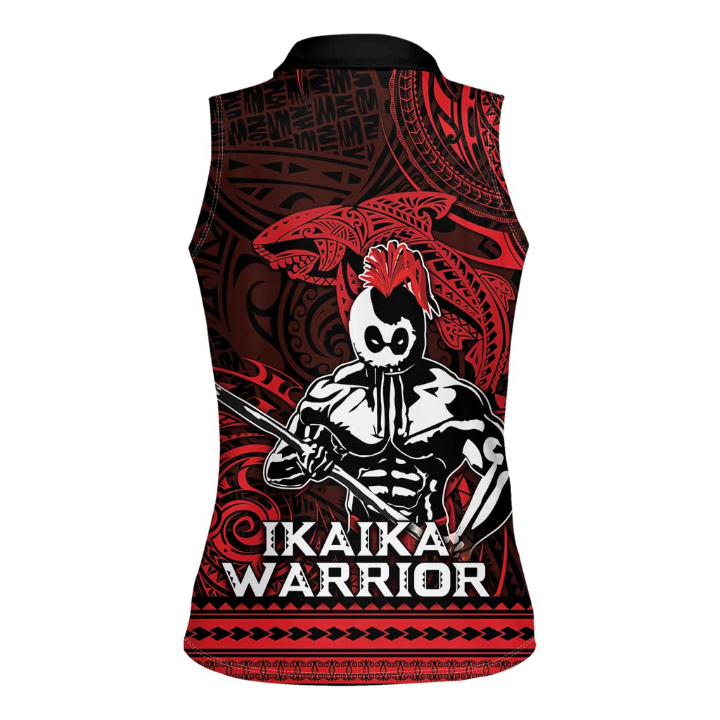 Hawaii Ikaika Warrior Women Sleeveless Polo Shirt Hawaiian Tribal Tattoo
