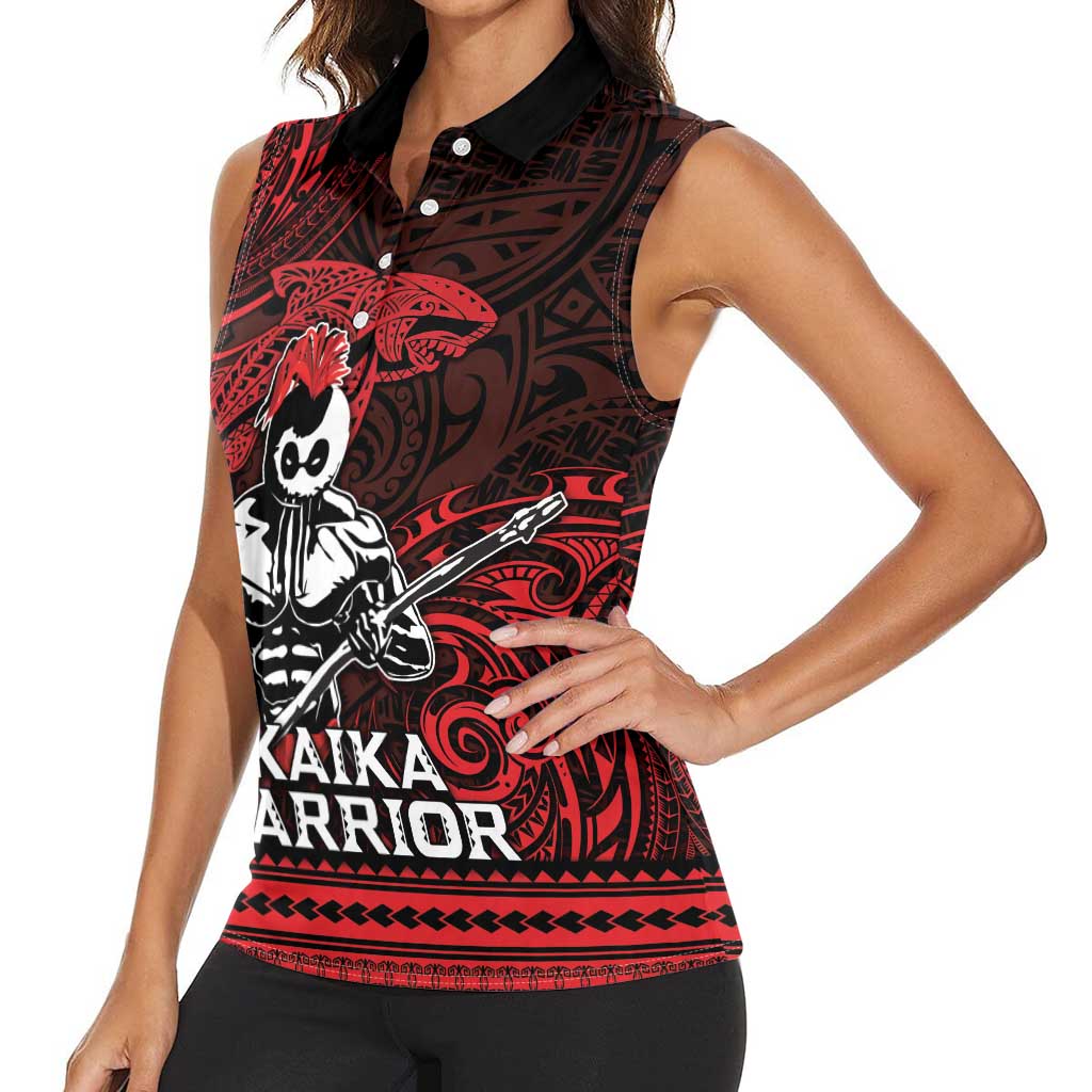 Hawaii Ikaika Warrior Women Sleeveless Polo Shirt Hawaiian Tribal Tattoo