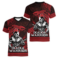 Hawaii Ikaika Warrior Women V-Neck T-Shirt Hawaiian Tribal Tattoo