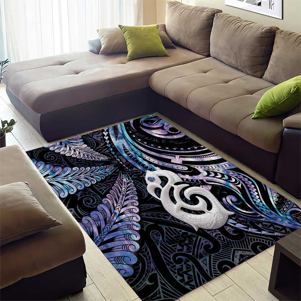 New Zealand Aotearoa Area Rug Maori Hei Manaia Purple Paua Shell