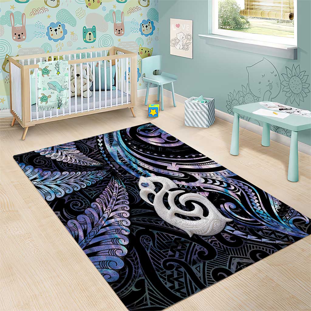 New Zealand Aotearoa Area Rug Maori Hei Manaia Purple Paua Shell