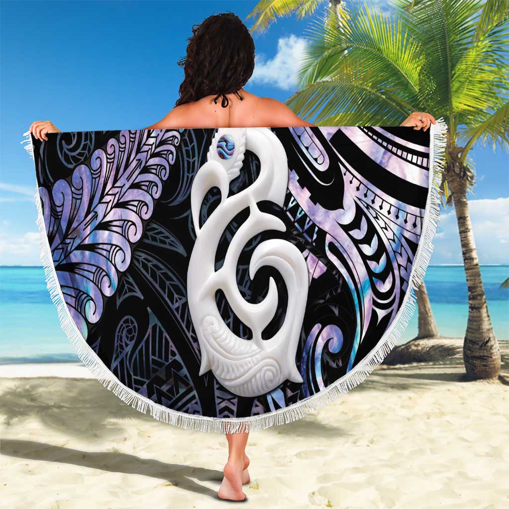 New Zealand Aotearoa Beach Blanket Maori Hei Manaia Purple Paua Shell