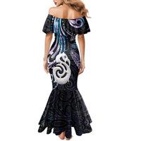 New Zealand Aotearoa Family Matching Mermaid Dress and Hawaiian Shirt Maori Hei Manaia Purple Paua Shell DT04 - Polynesian Pride