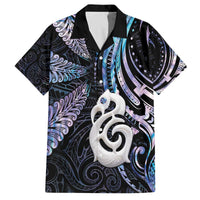 New Zealand Aotearoa Family Matching Off The Shoulder Long Sleeve Dress and Hawaiian Shirt Maori Hei Manaia Purple Paua Shell DT04 Dad's Shirt - Short Sleeve Purple - Polynesian Pride