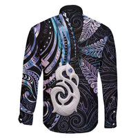 New Zealand Aotearoa Family Matching Off Shoulder Short Dress and Hawaiian Shirt Maori Hei Manaia Purple Paua Shell DT04 - Polynesian Pride