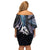 New Zealand Aotearoa Family Matching Off Shoulder Short Dress and Hawaiian Shirt Maori Hei Manaia Purple Paua Shell