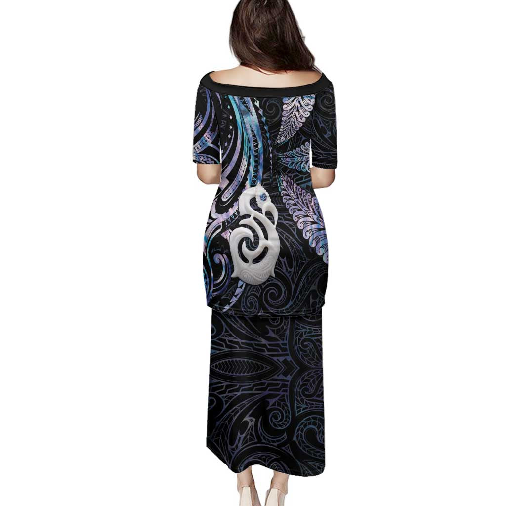 New Zealand Aotearoa Family Matching Puletasi and Hawaiian Shirt Maori Hei Manaia Purple Paua Shell DT04 - Polynesian Pride