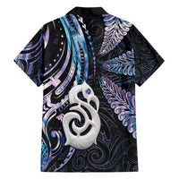New Zealand Aotearoa Family Matching Short Sleeve Bodycon Dress and Hawaiian Shirt Maori Hei Manaia Purple Paua Shell DT04 - Polynesian Pride