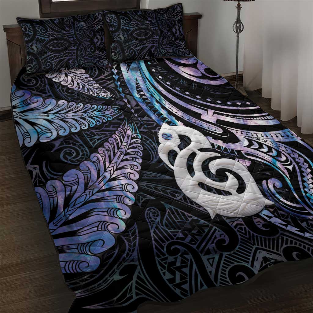 New Zealand Aotearoa Quilt Bed Set Maori Hei Manaia Purple Paua Shell