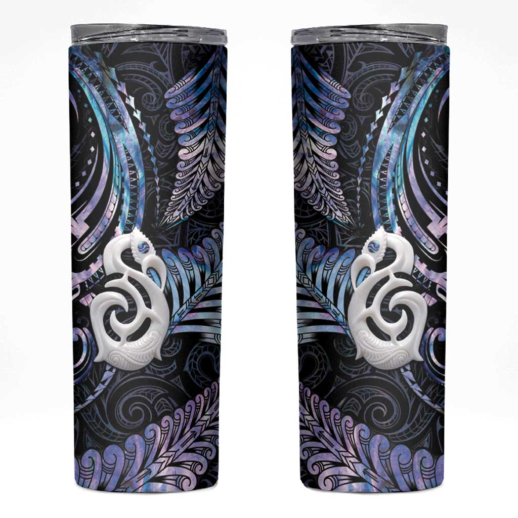 New Zealand Aotearoa Skinny Tumbler Maori Hei Manaia Purple Paua Shell DT04 Purple - Polynesian Pride
