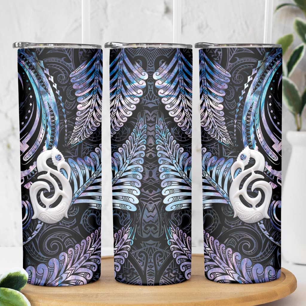 New Zealand Aotearoa Skinny Tumbler Maori Hei Manaia Purple Paua Shell DT04 - Polynesian Pride