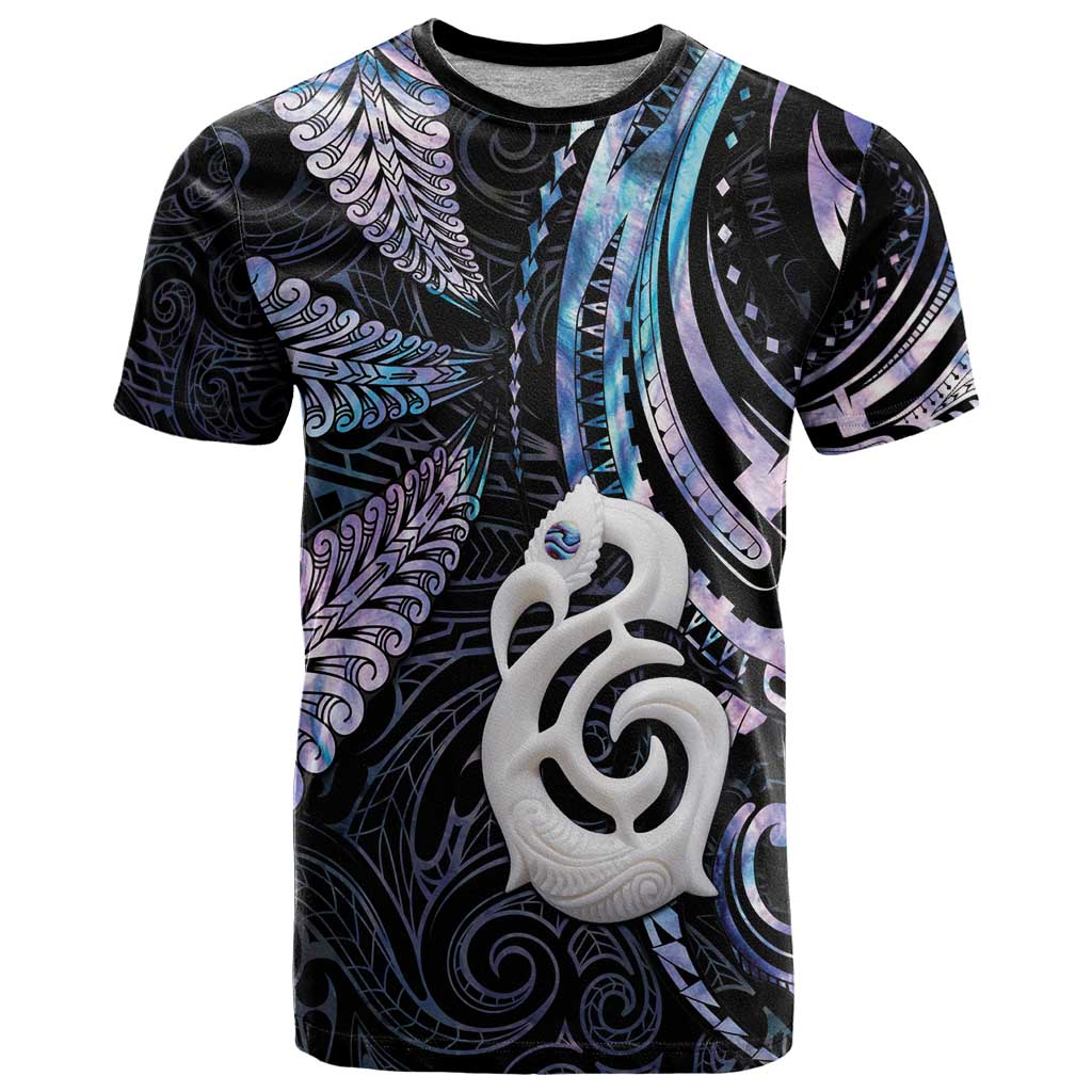 New Zealand Aotearoa T Shirt Maori Hei Manaia Purple Paua Shell