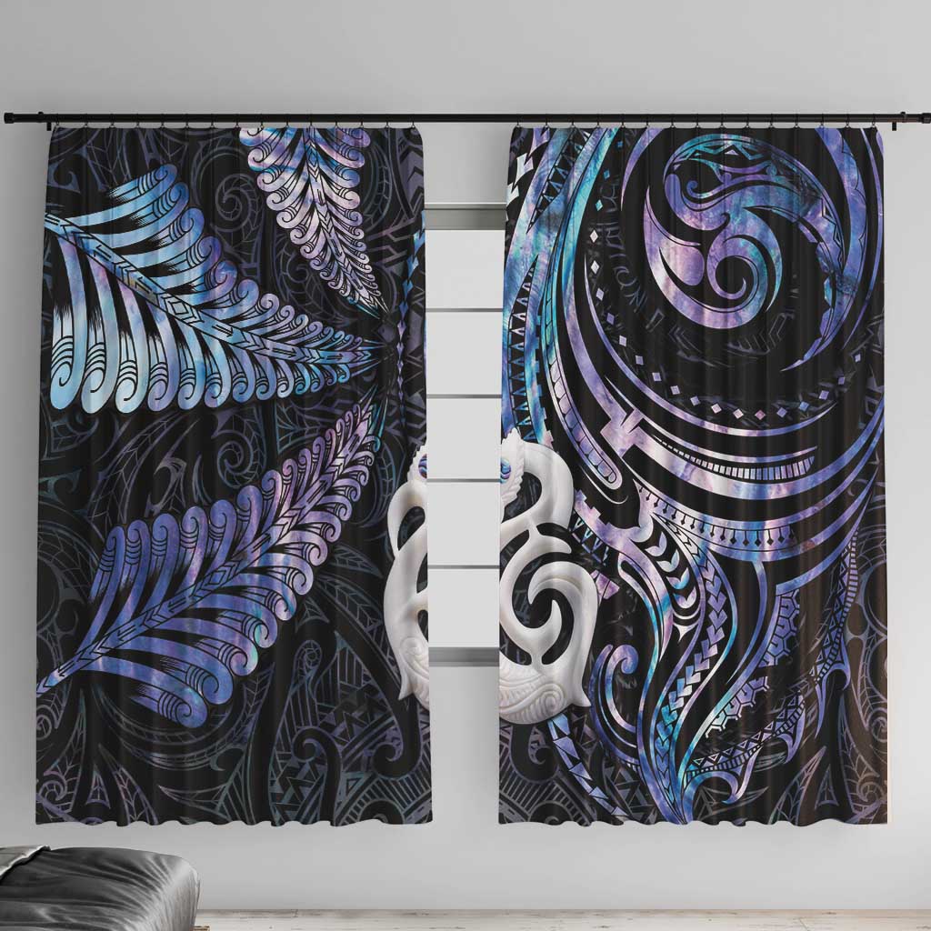 New Zealand Aotearoa Window Curtain Maori Hei Manaia Purple Paua Shell