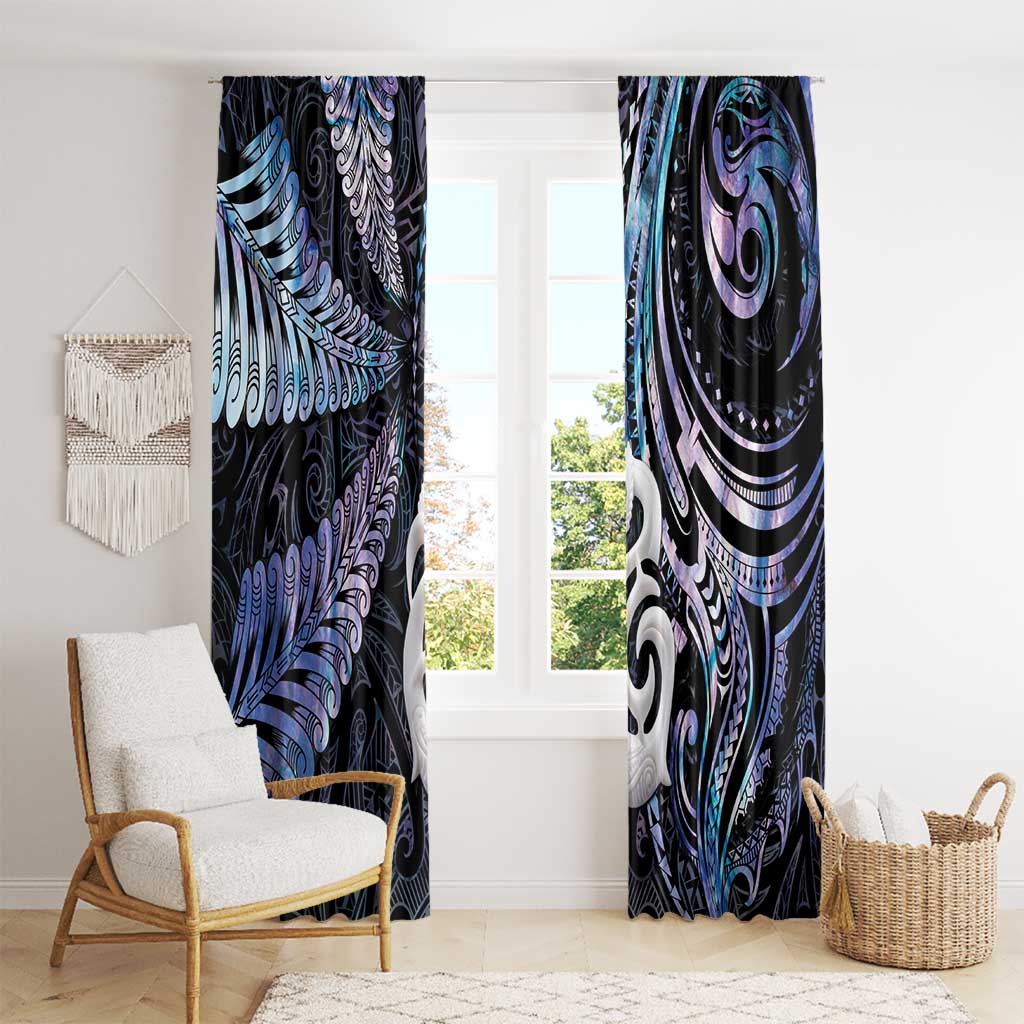 New Zealand Aotearoa Window Curtain Maori Hei Manaia Purple Paua Shell