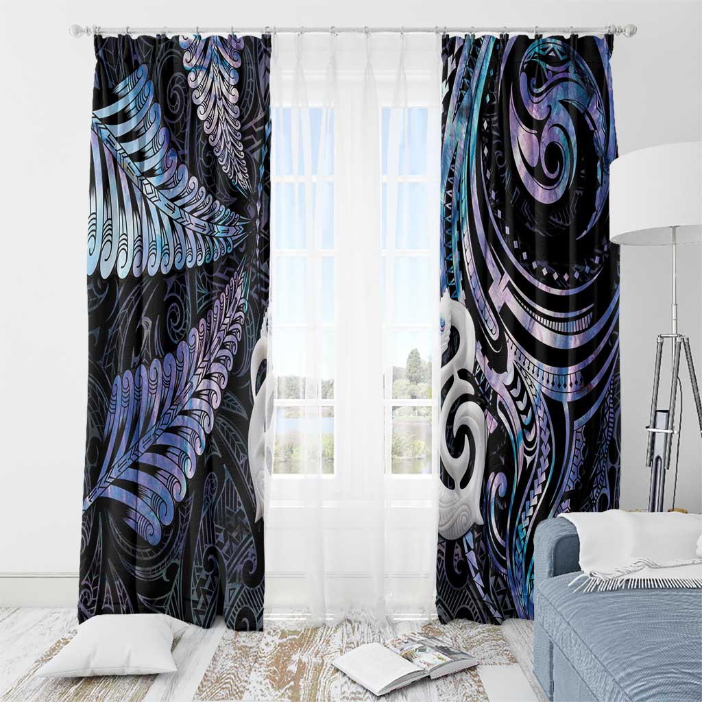 New Zealand Aotearoa Window Curtain Maori Hei Manaia Purple Paua Shell