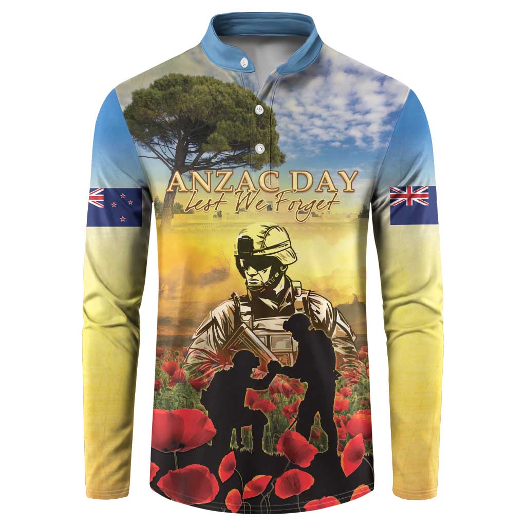 New Zealand ANZAC Day Button Sweatshirt The Ode Remembrance And Poppy