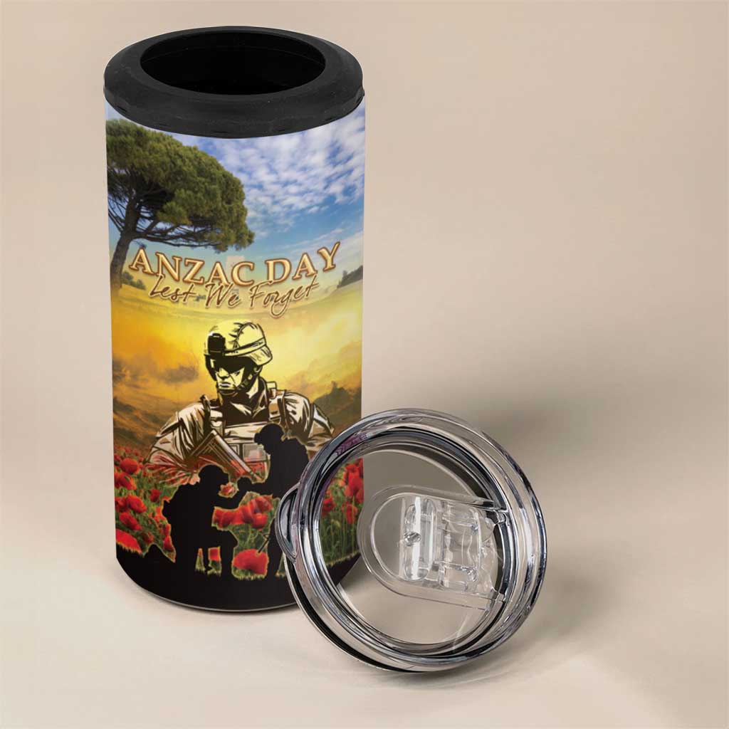 New Zealand ANZAC Day 4 in 1 Can Cooler Tumbler The Ode Remembrance And Poppy