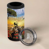 New Zealand ANZAC Day 4 in 1 Can Cooler Tumbler The Ode Remembrance And Poppy