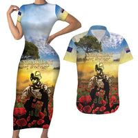 New Zealand ANZAC Day Couples Matching Short Sleeve Bodycon Dress and Hawaiian Shirt The Ode Remembrance And Poppy