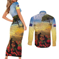 New Zealand ANZAC Day Couples Matching Short Sleeve Bodycon Dress and Long Sleeve Button Shirt The Ode Remembrance And Poppy