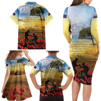 New Zealand ANZAC Day Family Matching Long Sleeve Bodycon Dress and Hawaiian Shirt The Ode Remembrance And Poppy