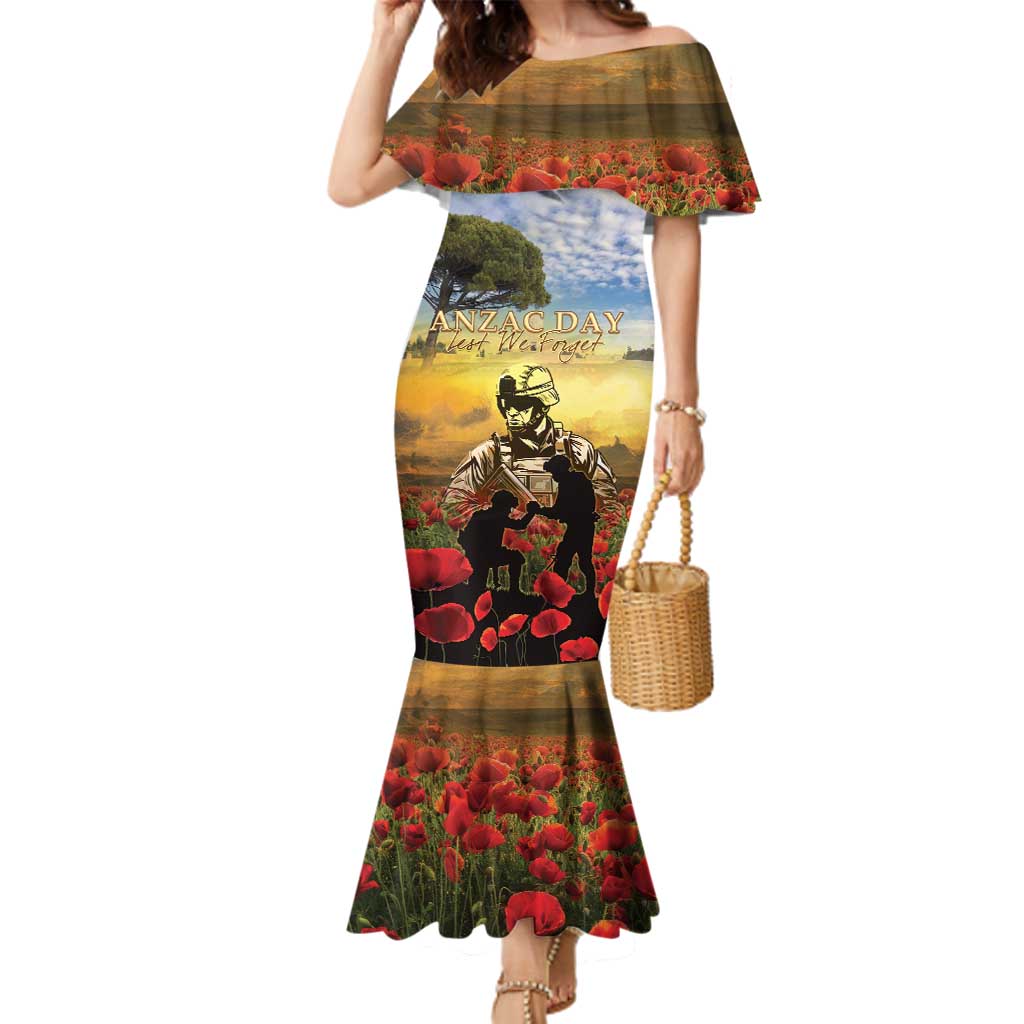 New Zealand ANZAC Day Family Matching Mermaid Dress and Hawaiian Shirt The Ode Remembrance And Poppy