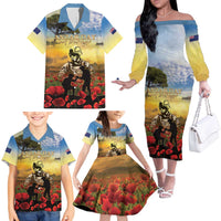 New Zealand ANZAC Day Family Matching Off The Shoulder Long Sleeve Dress and Hawaiian Shirt The Ode Remembrance And Poppy