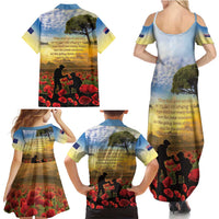 New Zealand ANZAC Day Family Matching Summer Maxi Dress and Hawaiian Shirt The Ode Remembrance And Poppy