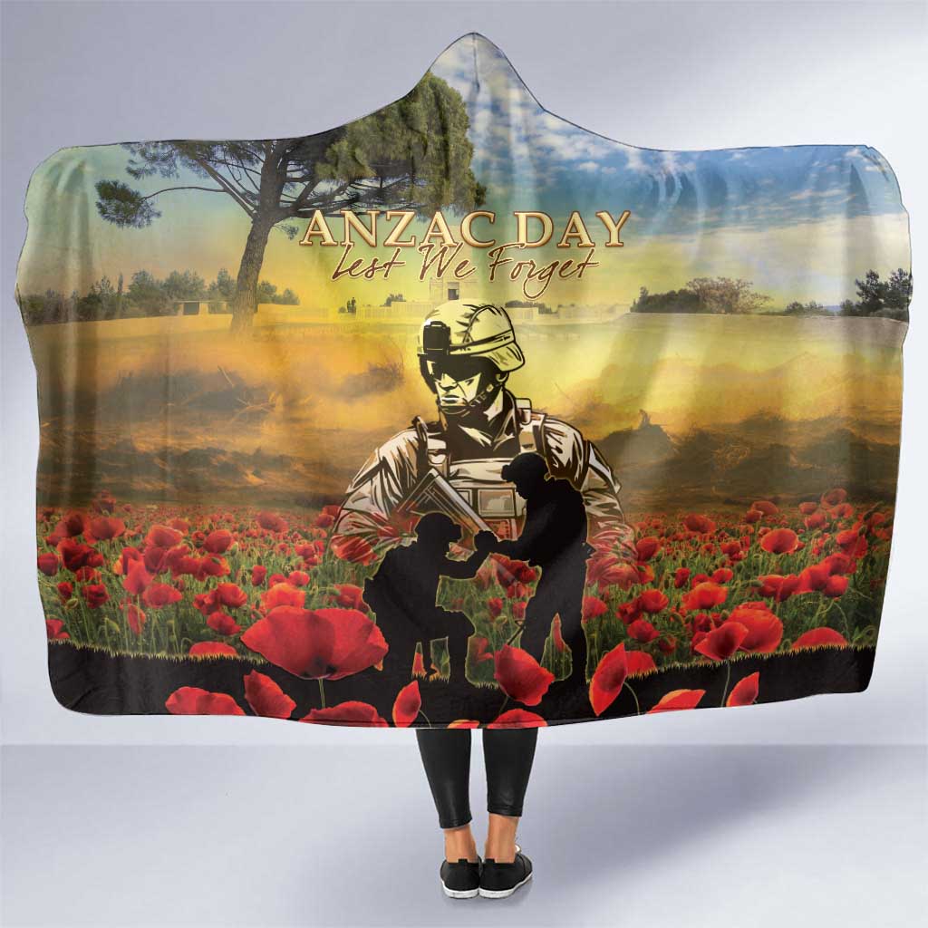 New Zealand ANZAC Day Hooded Blanket The Ode Remembrance And Poppy