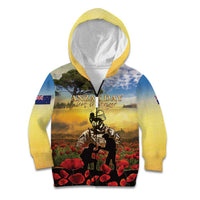New Zealand ANZAC Day Kid Hoodie The Ode Remembrance And Poppy