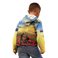 New Zealand ANZAC Day Kid Hoodie The Ode Remembrance And Poppy