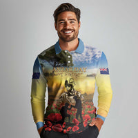 New Zealand ANZAC Day Long Sleeve Polo Shirt The Ode Remembrance And Poppy