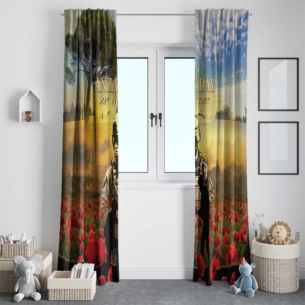 New Zealand ANZAC Day Window Curtain The Ode Remembrance And Poppy