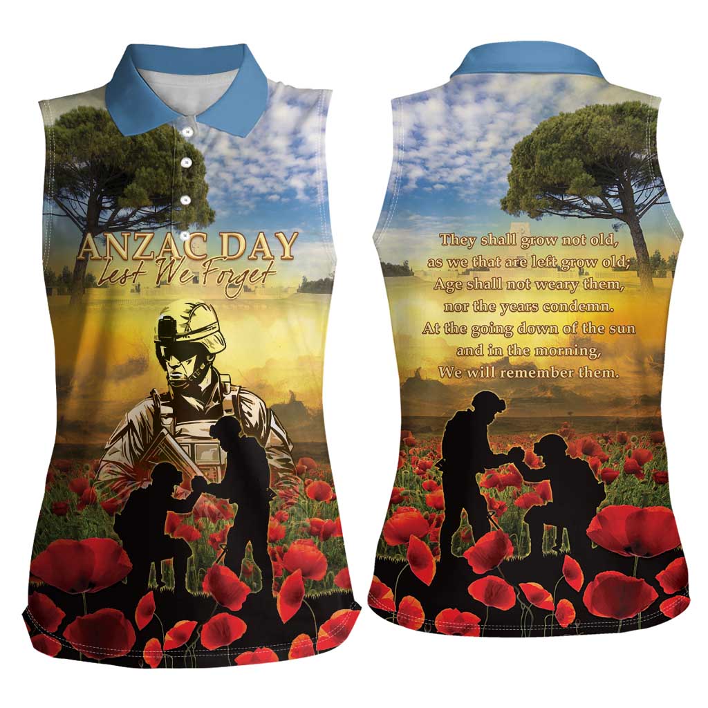 New Zealand ANZAC Day Women Sleeveless Polo Shirt The Ode Remembrance And Poppy