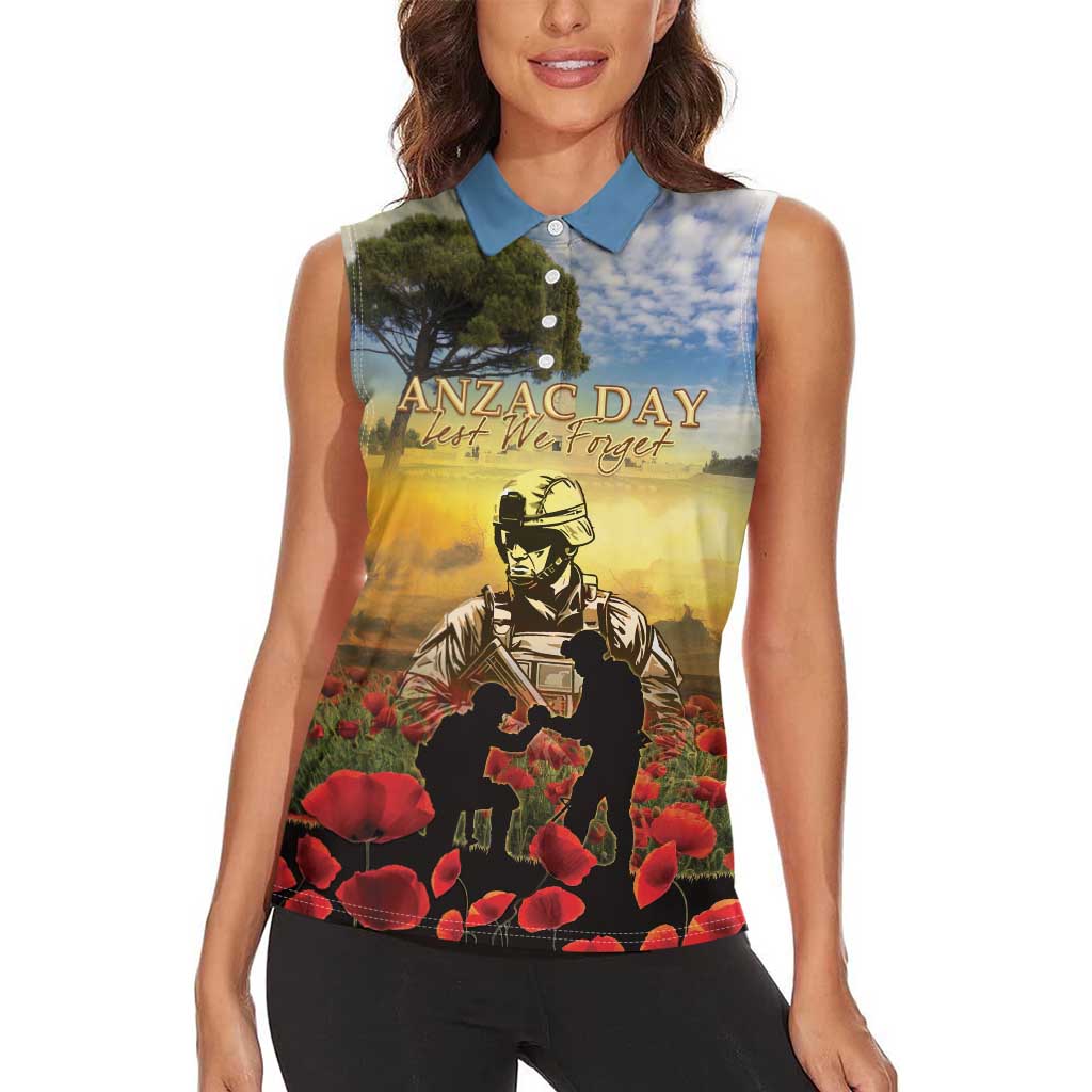 New Zealand ANZAC Day Women Sleeveless Polo Shirt The Ode Remembrance And Poppy